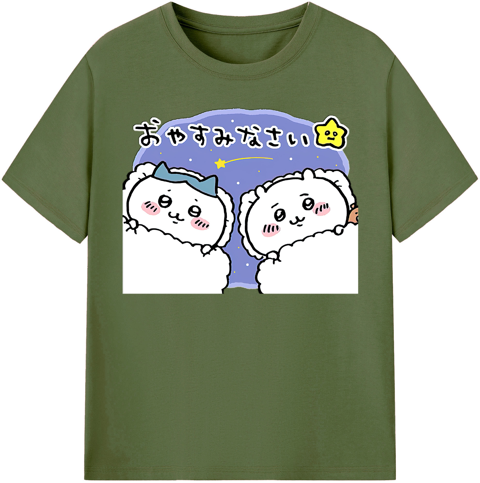 （画像用） ちいかわ ハチワレ Chii-kawa hachiware 綿100％半袖Tシャツ（フロントプリント）